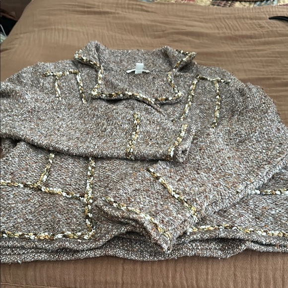 Coldwater Creek Brown Sequin Embellished Cropped Jacket - Picture 4 of 12